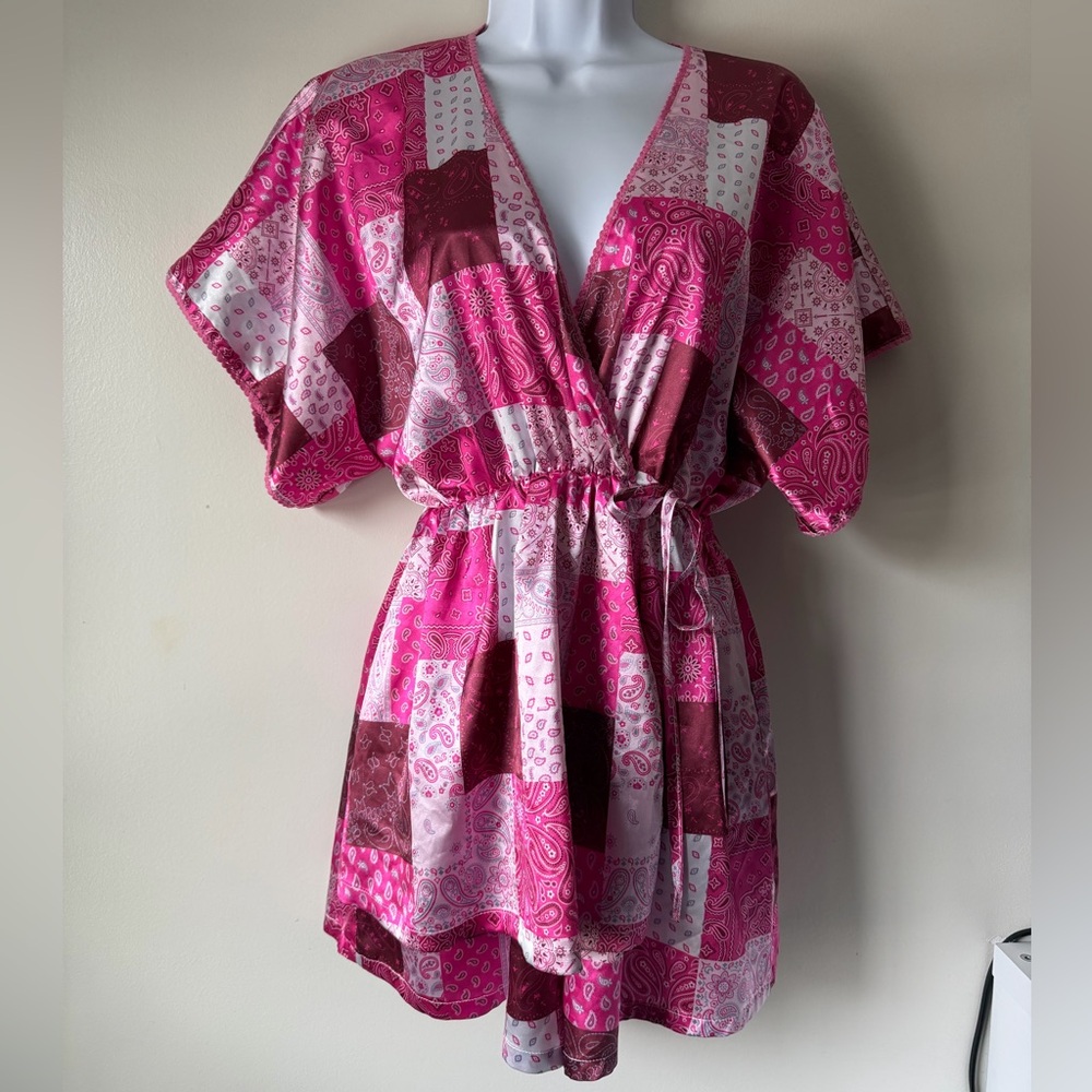 Pink Bandana Print Patchwork romper